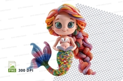 Colorful mermaid doll clipart isolated on white 300 DPI PNG Product Image 1