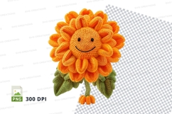 Handmade orange yarn sunflower clipart PNG high resolution Product Image 1