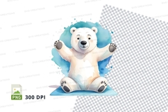 Cute polar bear clipart sitting on ice transparent PNG Product Image 1