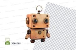 Cute wooden robot clipart isolated on transparent background Product Image 1