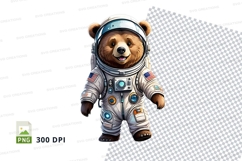 Cute teddy bear astronaut floating in space clipart png Product Image 1