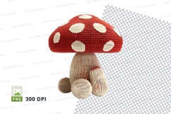 Cute red mushroom knitted toy clipart isolated on white Product Image 1