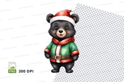 Christmas teddy bear clipart in festive sweater and hat Product Image 1
