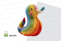 Colorful crochet duck toy isolated on white background Product Image 1