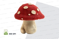 Red polka dot crochet mushroom clipart PNG high resolution Product Image 1