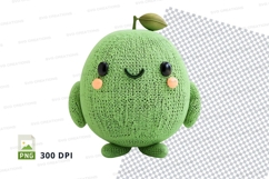 Cute green apple clipart character smiling isolated PNG Product Image 1
