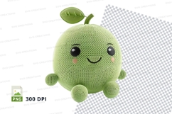Cute green pear clipart smiling isolated transparent PNG Product Image 1