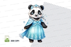 Cute panda clipart in blue princess dress isolated PNG Product Image 1