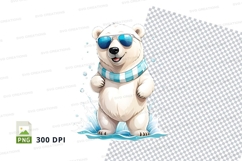 Cute polar bear sunglasses scarf winter clipart PNG Product Image 1