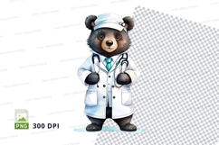 Cute bear doctor clipart png vector medical professional Product Image 1