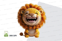 Cute cartoon lion laughing clipart PNG high resolution Product Image 1