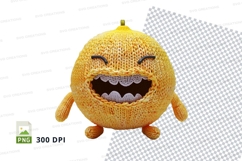 Happy yellow knitted chick clipart laughing isolated PNG Product Image 1