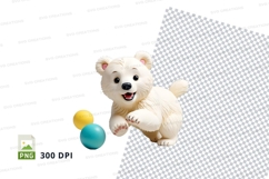 Cute white teddy bear playing with colorful balls clipart pn Product Image 1