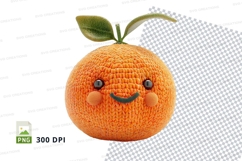 Cute crochet orange fruit clipart smiling face png Product Image 1
