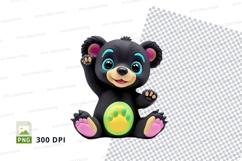 Cute cartoon bear clipart sitting isolated transparent backg Product Image 1