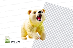 Cute cartoon bear roaring isolated on white background clipa Product Image 1