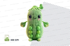 Green crochet monster toy clipart isolated on white backgrou Product Image 1