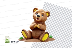 Cute brown teddy bear clipart sitting on white background Product Image 1