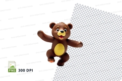 Cute brown teddy bear jumping clipart transparent PNG Product Image 1