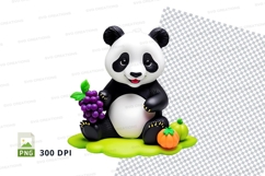 Cute panda eating bamboo clipart transparent PNG high qualit Product Image 1