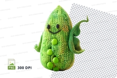Cute green watermelon monster clipart PNG high detail Product Image 1