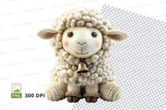 Cute white knitted sheep plush toy clipart PNG high detail Product Image 1