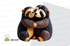 Cute hugging cartoon bears clipart transparent background Product Image 1