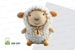 Cute white knitted sheep clipart PNG high detail 300 DPI Product Image 1