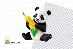 Cute panda eating bamboo clipart transparent PNG Product Image 1
