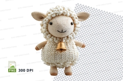 Handmade white knitted sheep toy clipart PNG high resolution Product Image 1