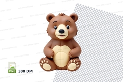 Cute brown teddy bear clipart holding heart 300 DPI PNG Product Image 1
