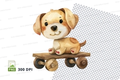 Cute puppy clipart on skateboard isolated transparent PNG Product Image 1