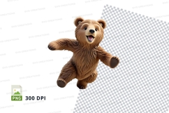 Cute brown teddy bear jumping clipart transparent PNG Product Image 1