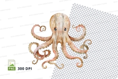 Cute cartoon octopus clipart transparent PNG high detail Product Image 1