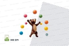 Teddy bear juggling colorful balls clipart transparent backg Product Image 1