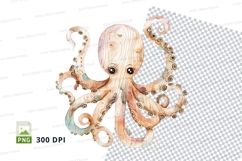 Cute octopus clipart png gold pearl transparent background Product Image 1