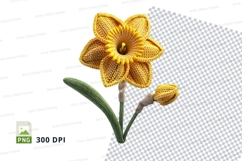 Yellow crochet flower clipart PNG high detail 300 DPI Product Image 1