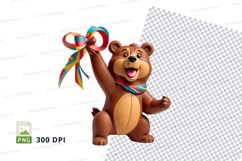 Cute teddy bear holding colorful gift ribbons clipart png Product Image 1