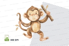 Cute monkey hanging clipart transparent background animal il Product Image 1