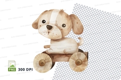 Cute wooden toy puppy clipart isolated on white background Product Image 1