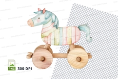 Colorful wooden rocking horse clipart PNG transparent backgr Product Image 1
