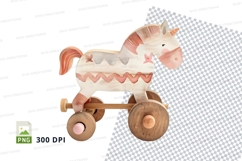 Wooden toy rocking horse clipart isolated on white backgroun Product Image 1