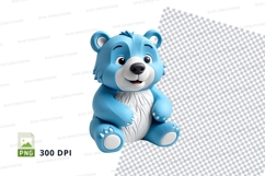 Blue cartoon teddy bear clipart sitting cute isolated 300 DP Product Image 1