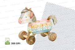 Colorful wooden rocking horse clipart PNG high resolution Product Image 1