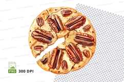 Pecan pie slice with nuts clipart transparent PNG high detai Product Image 1