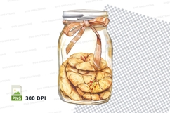 Jar of cookies with ribbon clipart transparent PNG Product Image 1