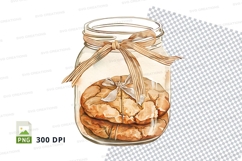 Fresh baked cinnamon rolls in glass jar with twine bow clipa Product Image 1