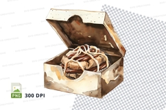 Chocolate donuts in open cardboard box clipart Product Image 1