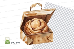 Fresh croissant in kraft paper bag clipart png Product Image 1