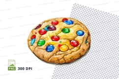 Colorful M&amp;M's chocolate chip cookie isolated on white backg Product Image 1